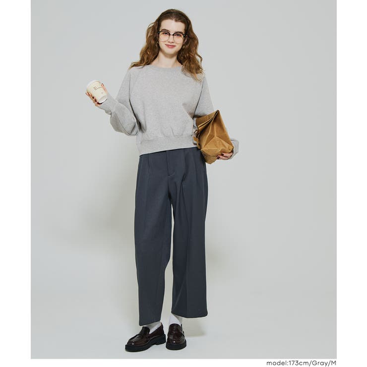 抜け感シルエットで今っぽく。ラグランクロップドスウェット | coca | 詳細画像9 