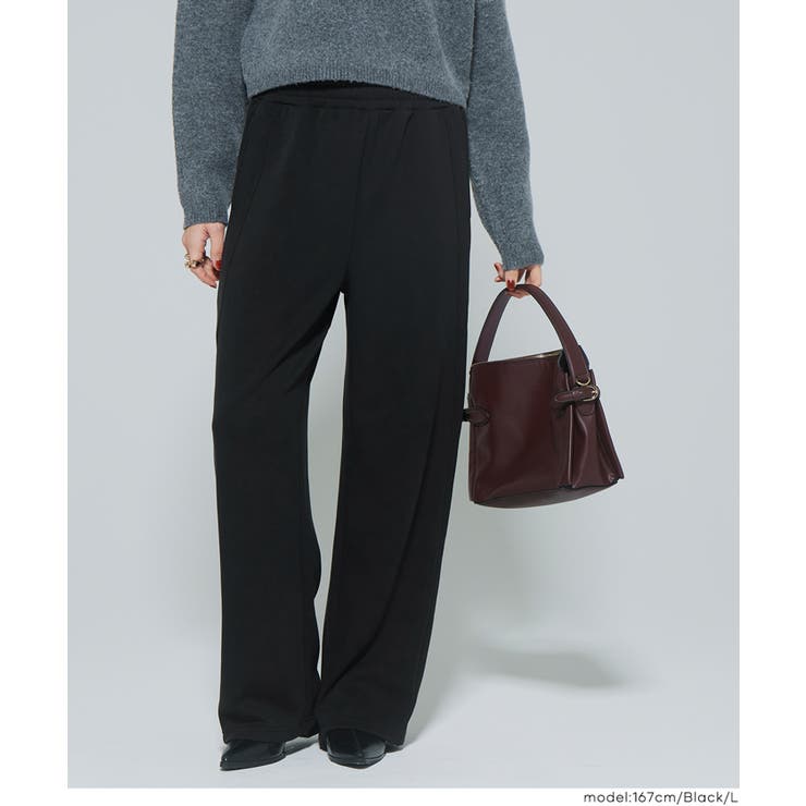 ［Black］ | 【DAILY WARM】裏起毛ソフトスウェットワイドパンツ | coca