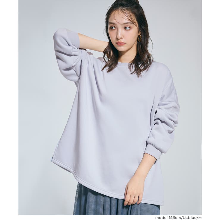 ［Lt.blue］ | ゆるっと着られて体型カバー叶う、裏起毛ビッグシルエットスウェット | coca