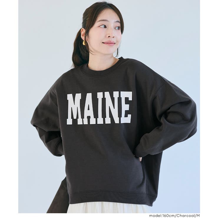 ［Charcoal］ | ふんわり軽やか、暖かさとこなれ感のある裏起毛プリントスウェット | coca