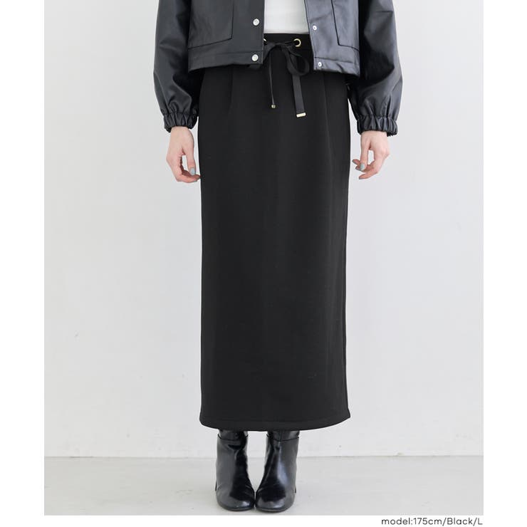 ［Black］ | ソフトスウェットIラインスカート | coca