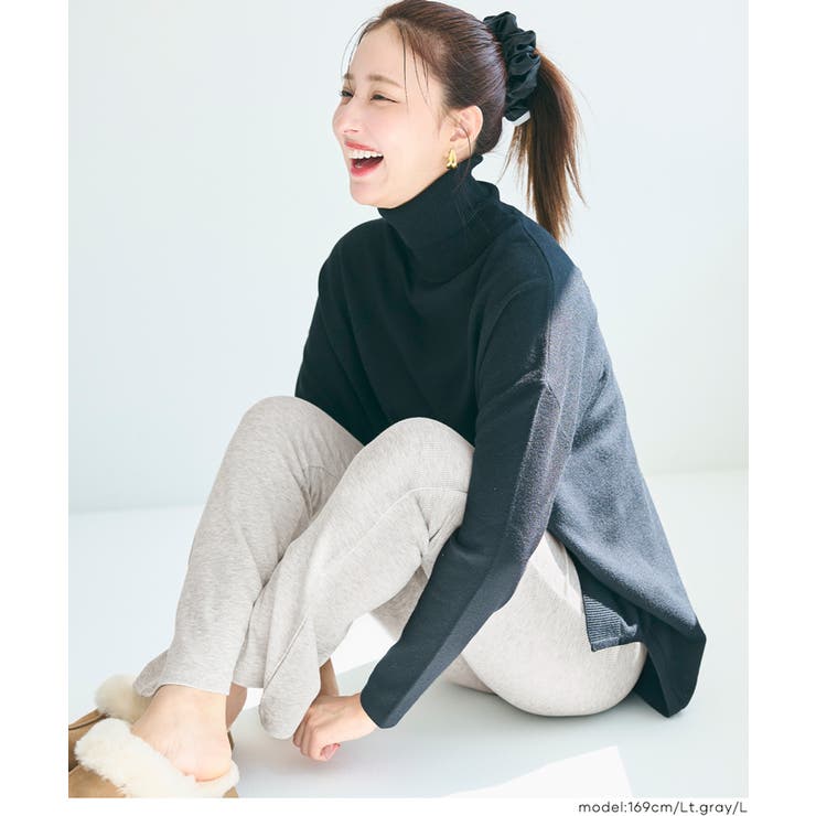 ［Lt.gray］ | 暖かくてすっきり見え！微起毛リブレギンスパンツ | coca