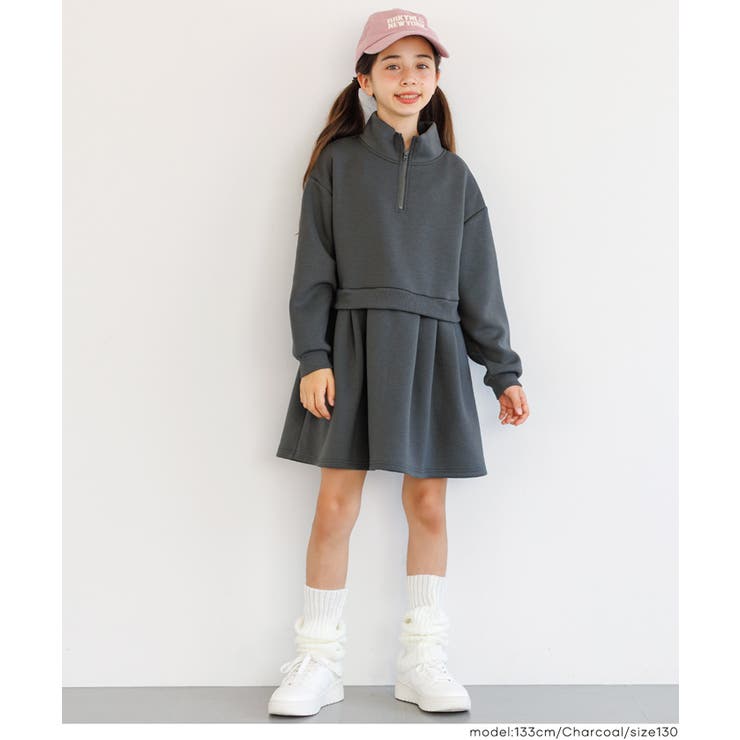 ［Charcoal］ | ソフトスウェットドッキングワンピース | coca