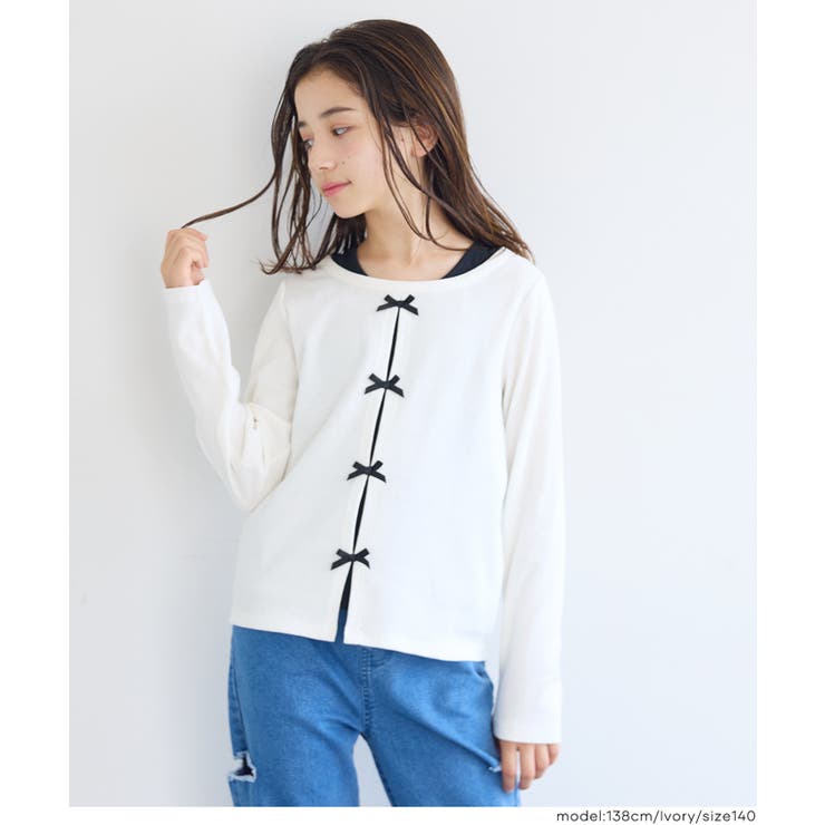 ［Ivory］ | ＼26aw再入荷／リブカーデレイヤード長袖Tシャツ | coca