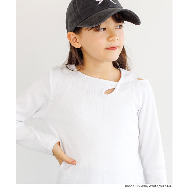 ［White］ | リブアシメ肩あき長袖Tシャツ | coca