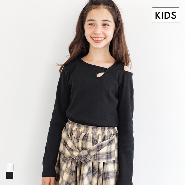 リブアシメ肩あき長袖Tシャツ | coca | 詳細画像1 