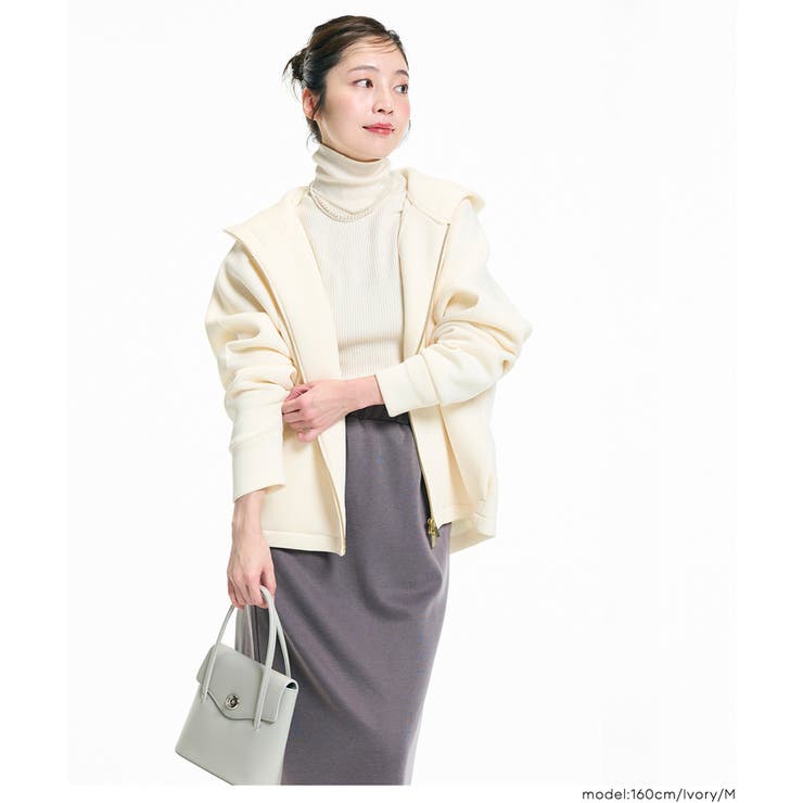 ［Ivory］ | バウンススウェットジップアップパーカー | coca