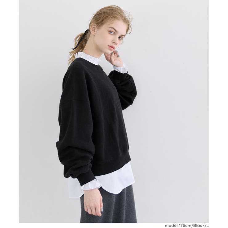 [Black] | ヘビーウェイト裏起毛ビンテージ加工無地スウェット | coca