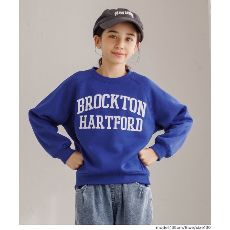 ［Blue］ | 親子お揃い裏起毛ラグランロゴスウェット | coca