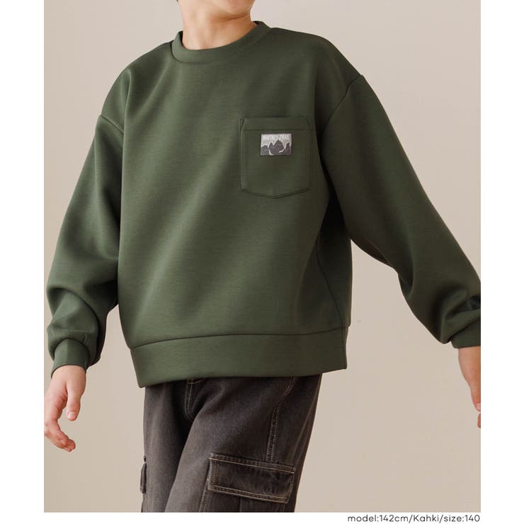 ［Khaki］ | ソフトスウェットネームポケットトップス  | coca