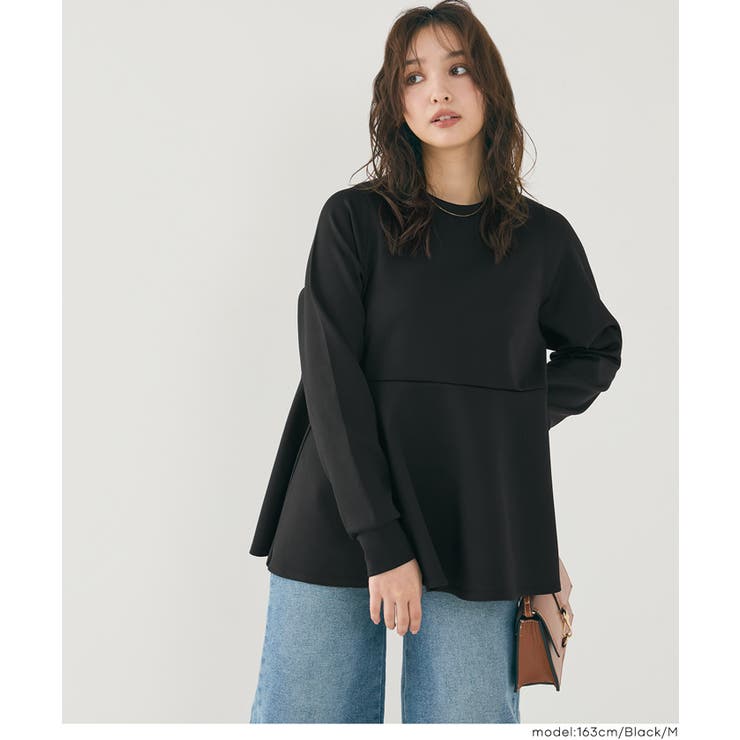 ［Black］ | 【セレモニー】スムースペプラムプルオーバー | coca