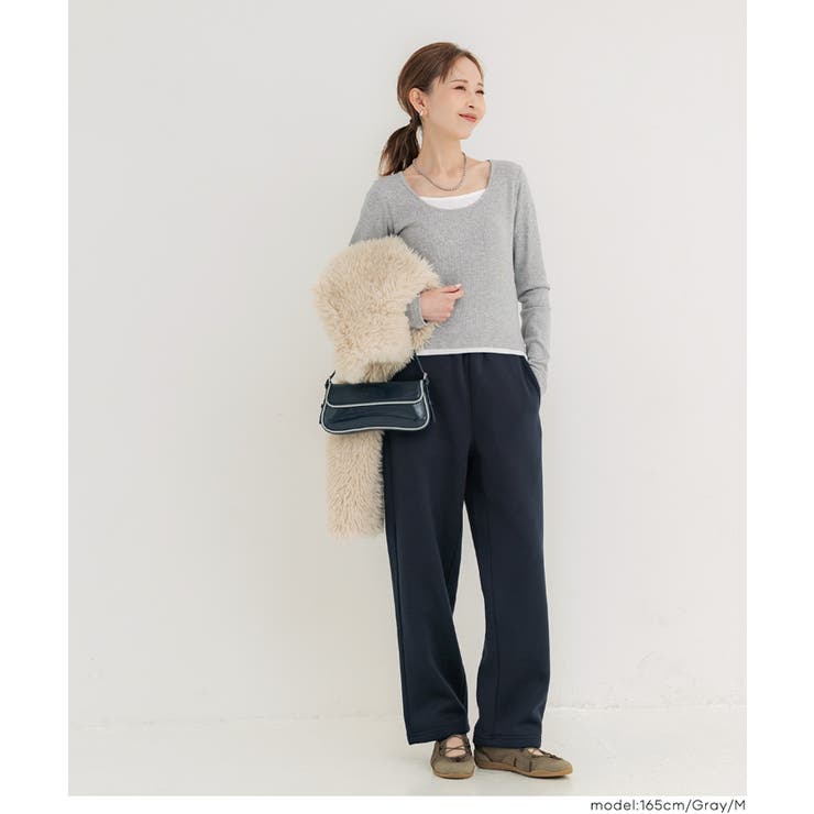 裏起毛レイヤード風リブトップス | coca | 詳細画像13 