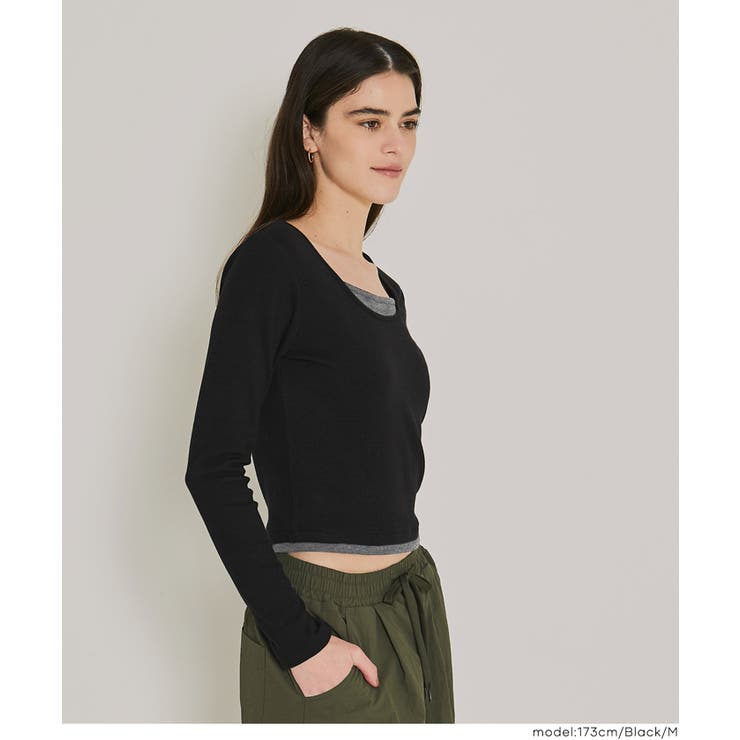 裏起毛レイヤード風リブトップス | coca | 詳細画像20 
