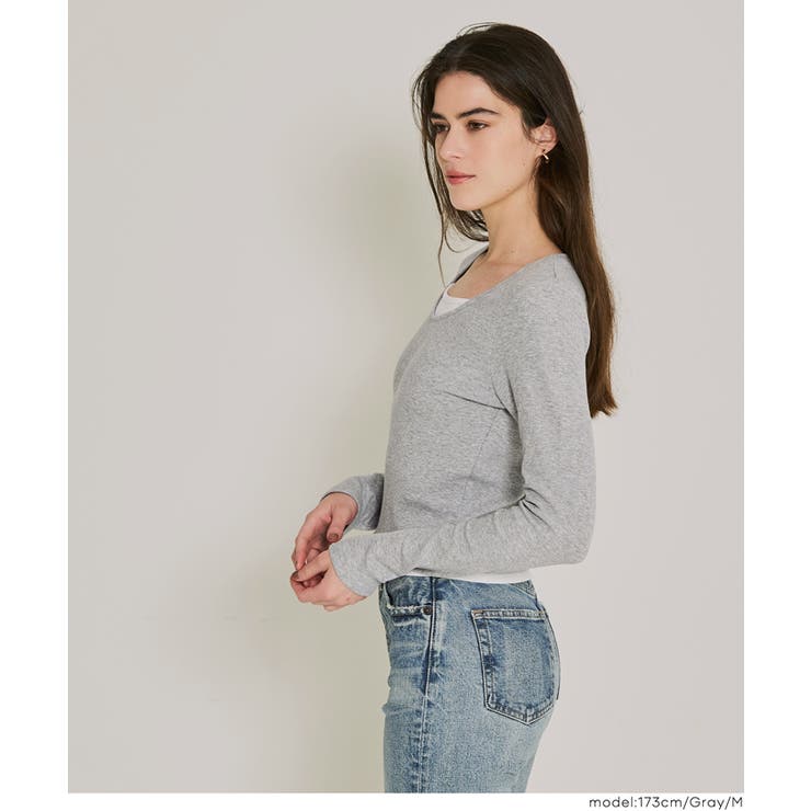 裏起毛レイヤード風リブトップス | coca | 詳細画像9 