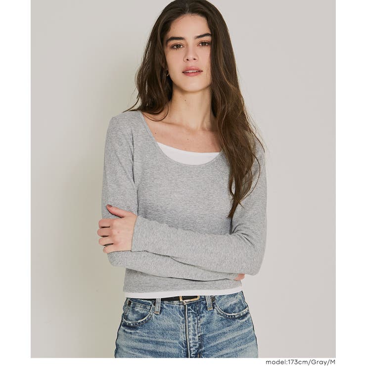 裏起毛レイヤード風リブトップス | coca | 詳細画像10 