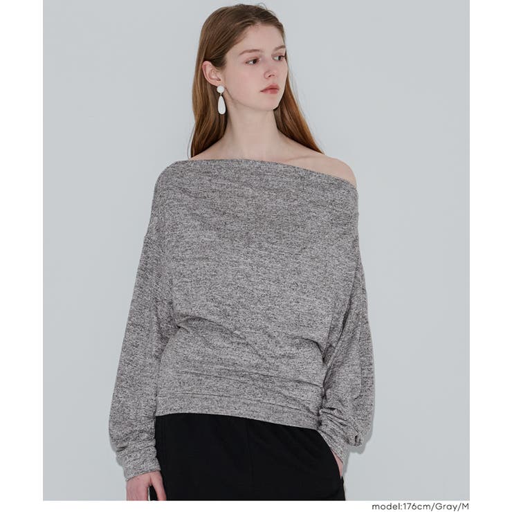 ［Gray］ | 微起毛オフショルダートップス | coca