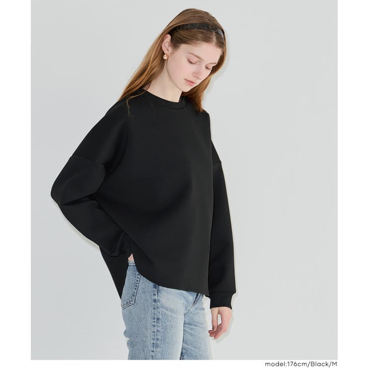 ［Black］ | ソフトスウェット裾スリットプルオーパー | coca