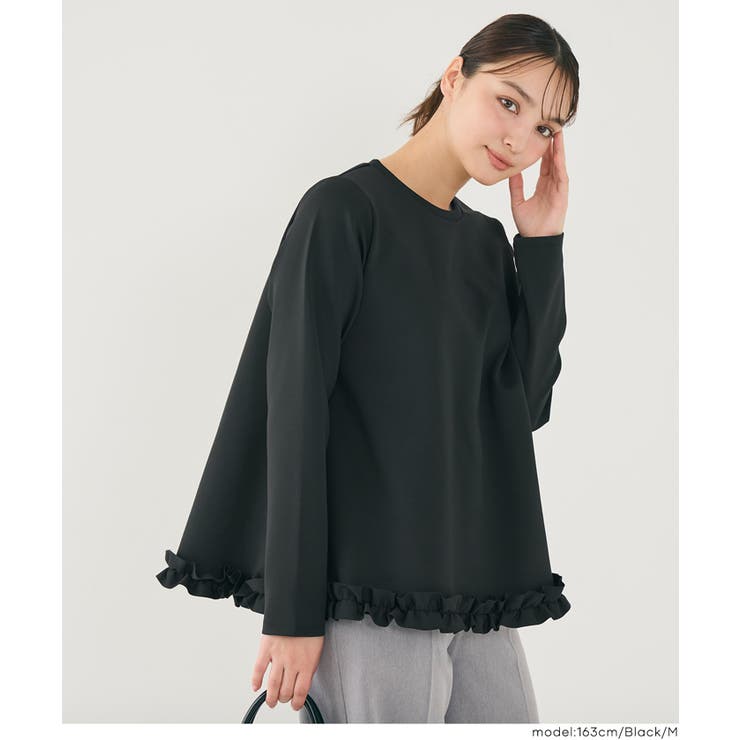 ［Black］ | スムース裾フリルAライントップス | coca