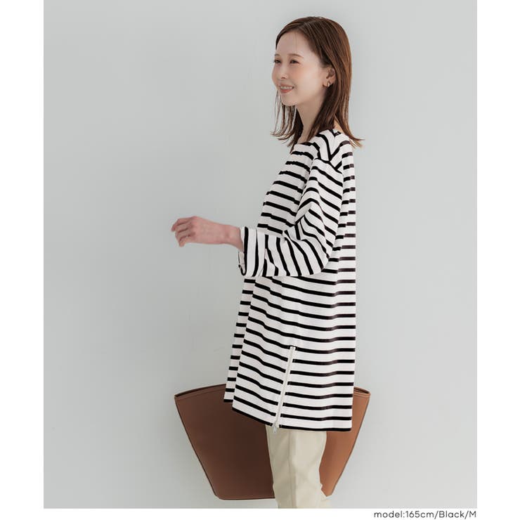 サイドジップ長袖ボーダープルオーバー | coca | 詳細画像12 