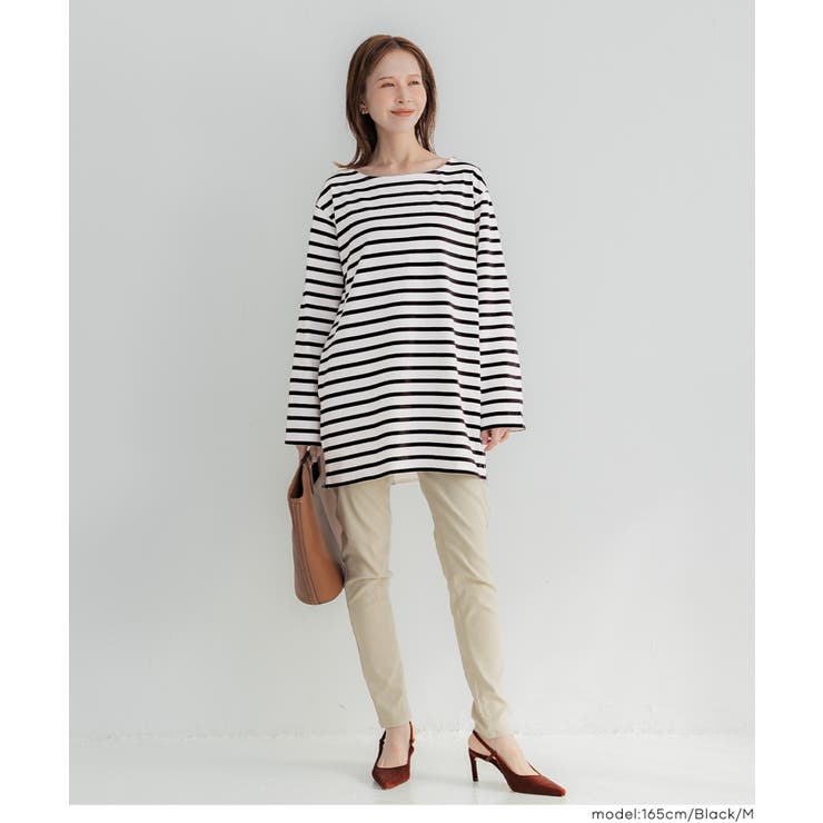 サイドジップ長袖ボーダープルオーバー | coca | 詳細画像13 