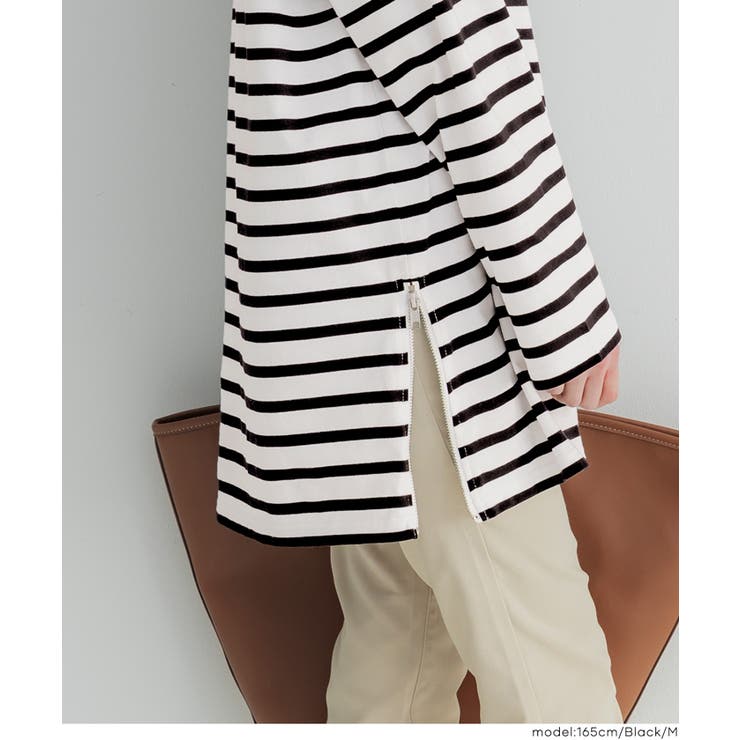 サイドジップ長袖ボーダープルオーバー | coca | 詳細画像15 