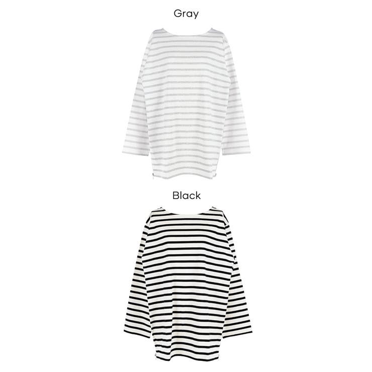 サイドジップ長袖ボーダープルオーバー | coca | 詳細画像18 