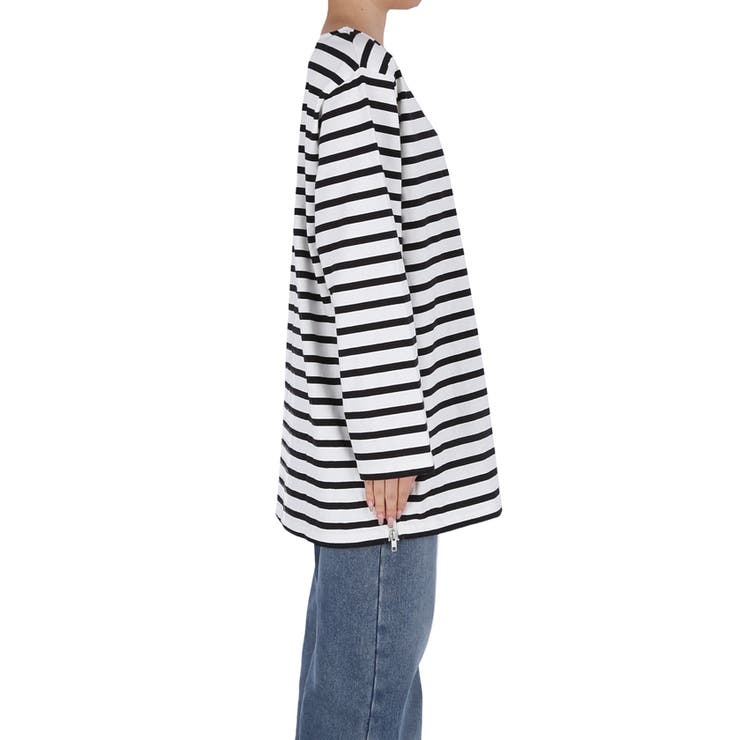 サイドジップ長袖ボーダープルオーバー | coca | 詳細画像5 