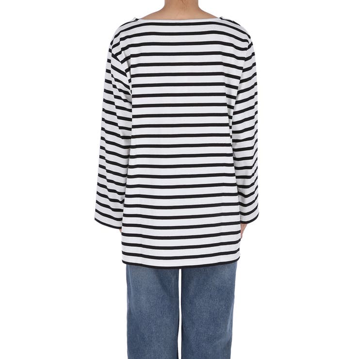 サイドジップ長袖ボーダープルオーバー | coca | 詳細画像6 