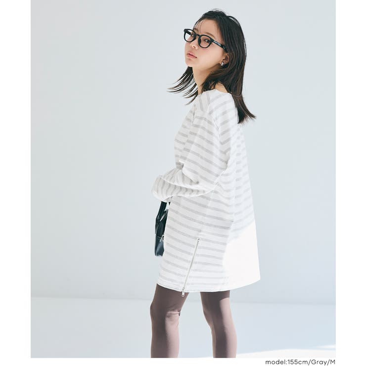 サイドジップ長袖ボーダープルオーバー | coca | 詳細画像8 