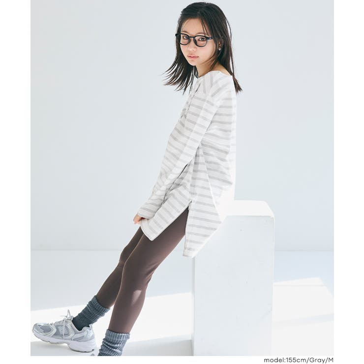 サイドジップ長袖ボーダープルオーバー | coca | 詳細画像9 