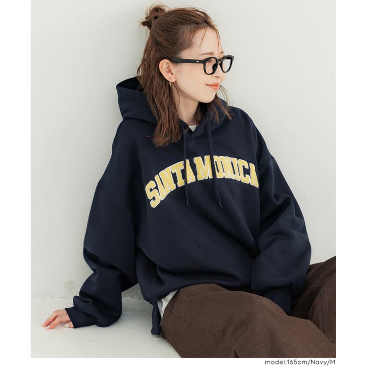 [Navy] | 裏起毛刺繍ロゴパーカー | coca