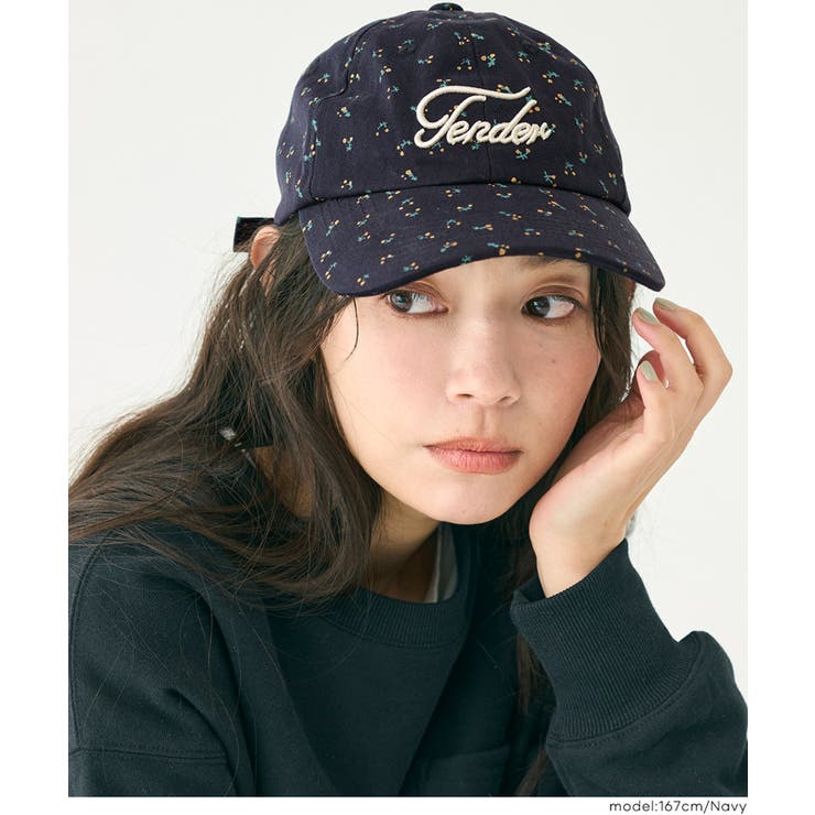 ［Navy］ | フラワープリントロゴキャップ | coca