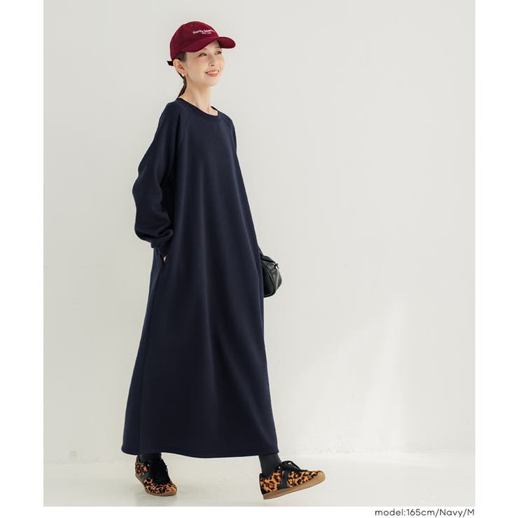 ［Navy］ | 裏起毛スウェットワンピース | coca