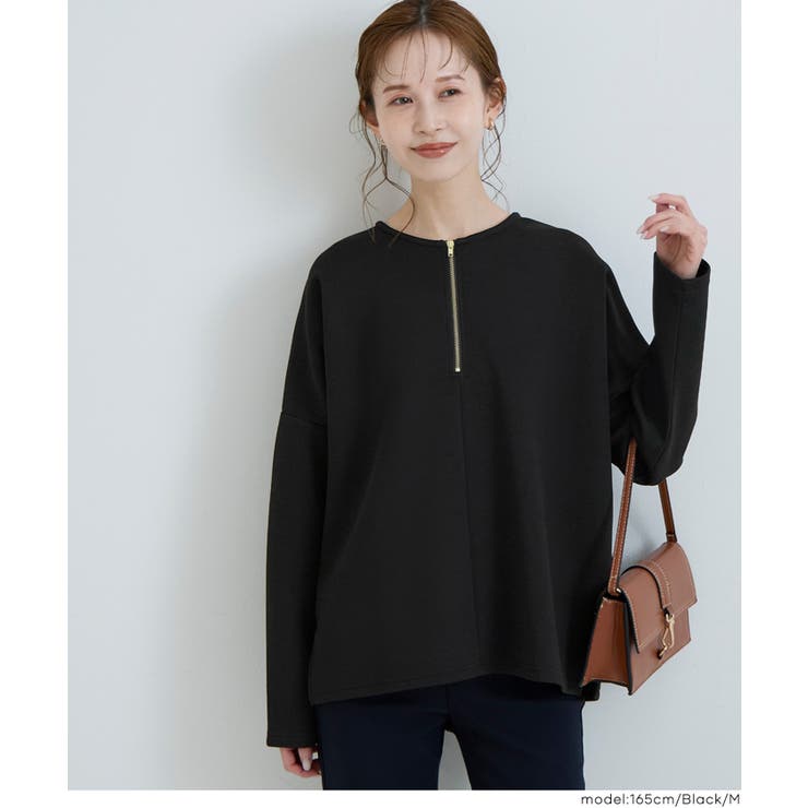 ［Black］ | ソフトスウェット ジップトップス | coca