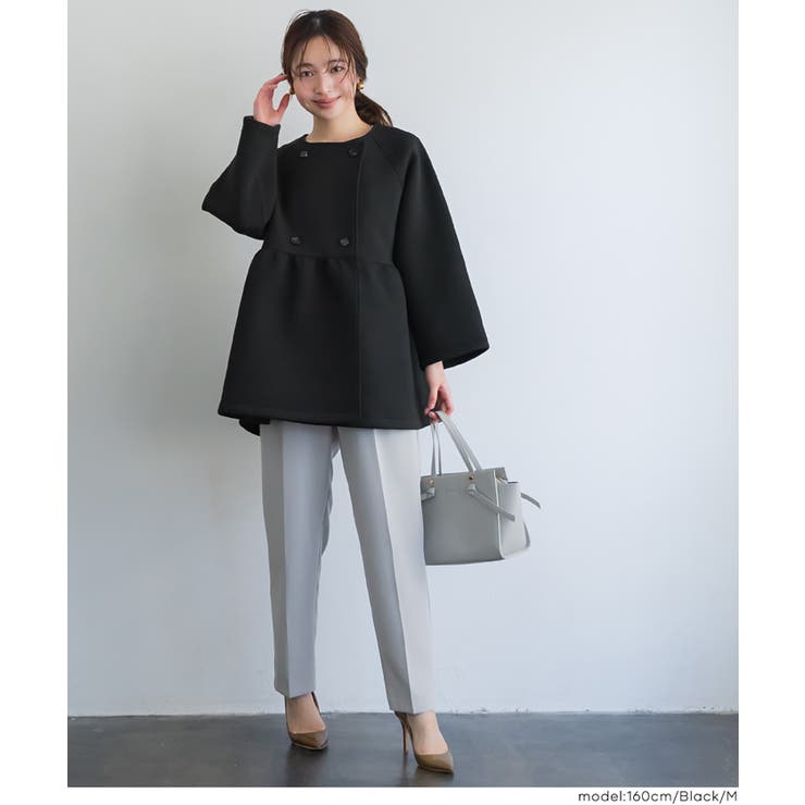 バウンススウェットフレアノーカラーダブルボタンコート | coca | 詳細画像11 