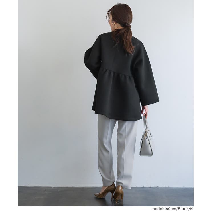 バウンススウェットフレアノーカラーダブルボタンコート | coca | 詳細画像13 