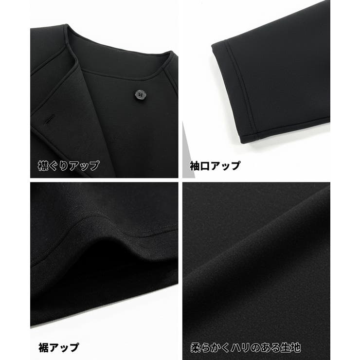 バウンススウェットフレアノーカラーダブルボタンコート | coca | 詳細画像16 