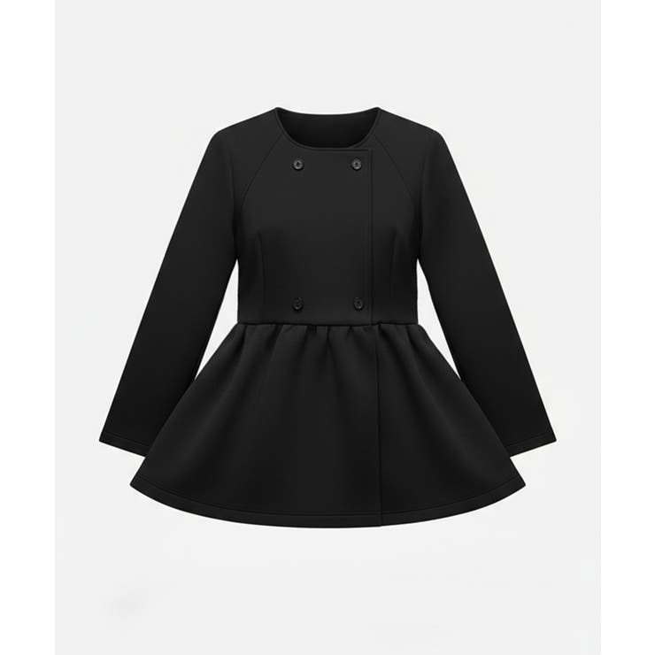 バウンススウェットフレアノーカラーダブルボタンコート | coca | 詳細画像2 