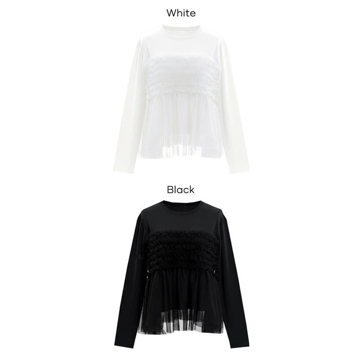 シルキータッチチュールドッキング長袖Tシャツ | coca | 詳細画像22 