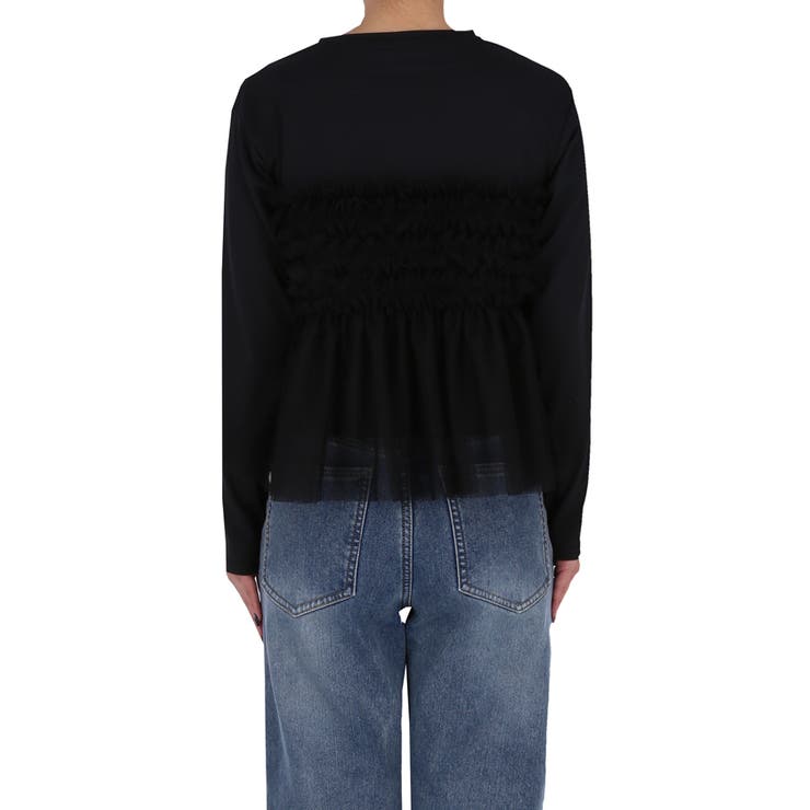 シルキータッチチュールドッキング長袖Tシャツ | coca | 詳細画像6 