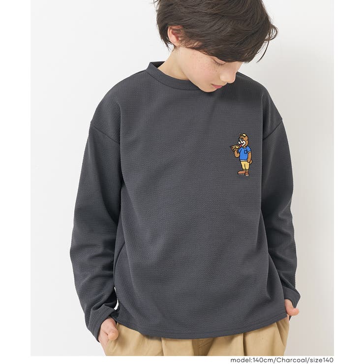 [Charcoal] | ライトエンボス胸刺繍トップス | coca