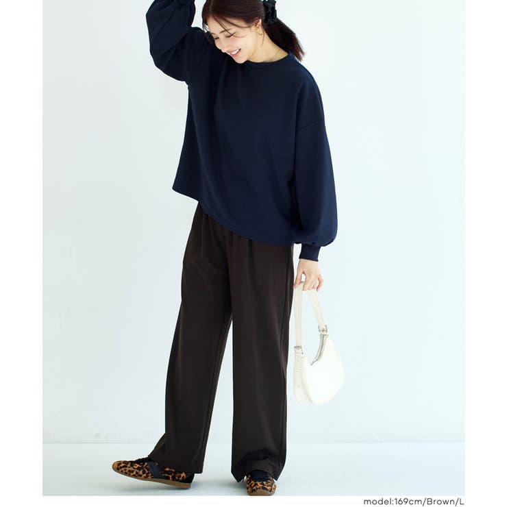 ［Brown］ | カットジョーゼットワイドパンツ | coca