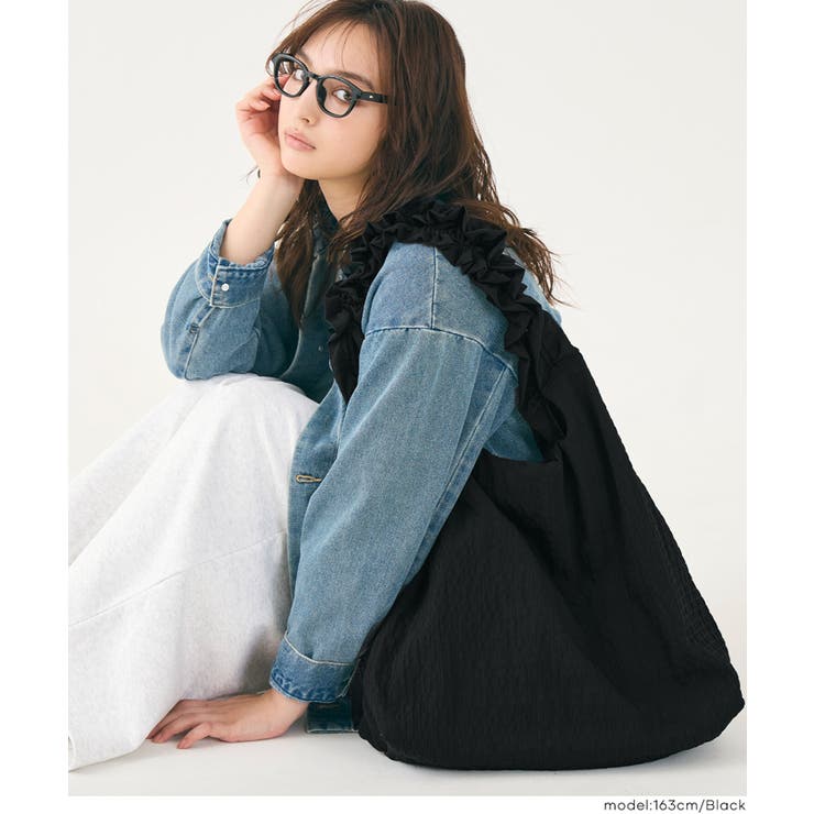 ［Black］ | フリルトートバッグ | coca