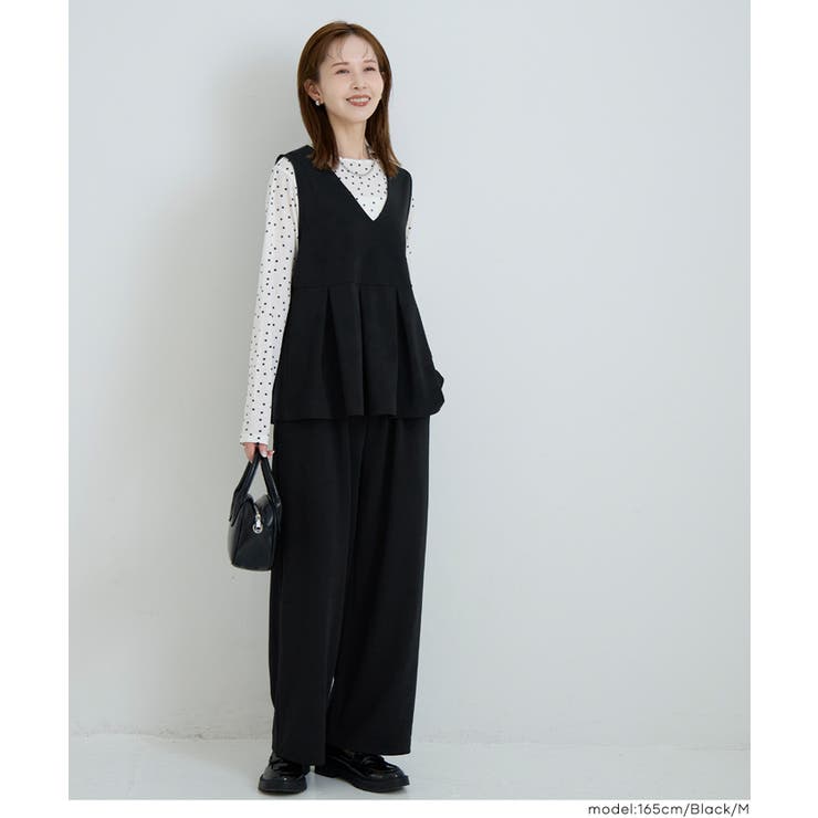 カットジョーゼットタックペプラムベスト | coca | 詳細画像11 