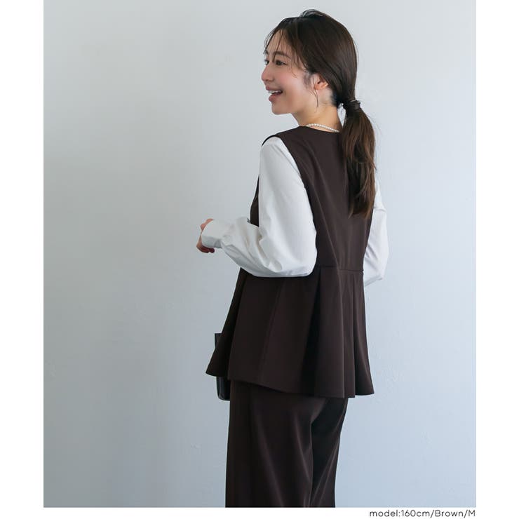 カットジョーゼットタックペプラムベスト | coca | 詳細画像18 