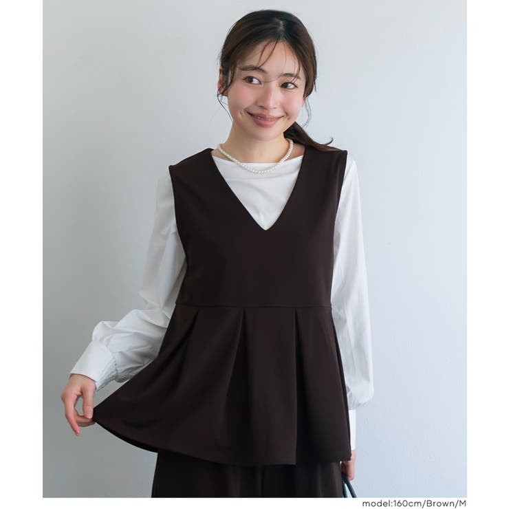 カットジョーゼットタックペプラムベスト | coca | 詳細画像19 