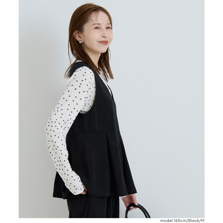 カットジョーゼットタックペプラムベスト | coca | 詳細画像9 