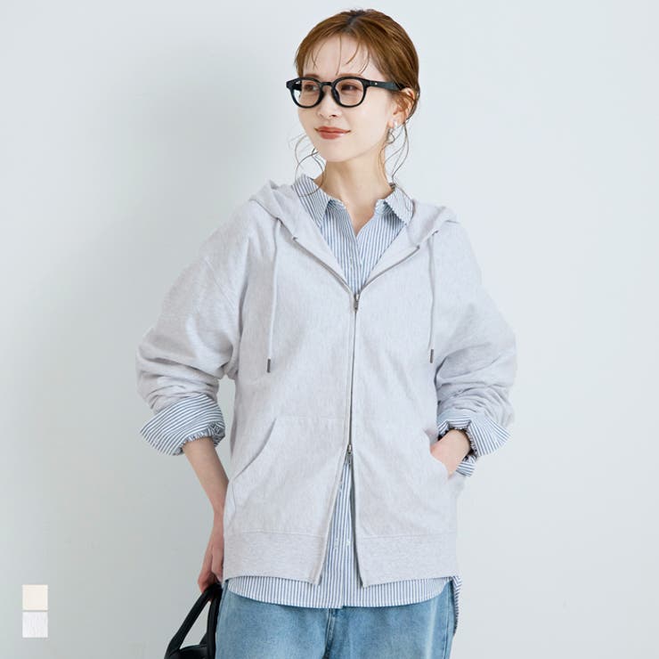 軽く羽織れて、毎日使える。ミニ裏毛ZIPパーカー | coca | 詳細画像1 