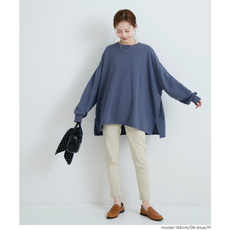 ［Dk.blue］ | 裏毛ワイドスリットスウェット | coca