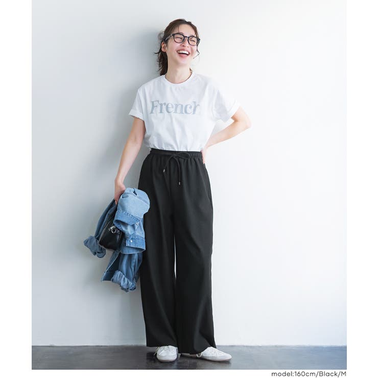 ［Black］ | ストレッチリブイージーパンツ | coca